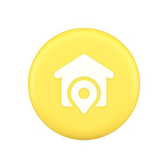 Wall Mural - house location gps route button distance navigation map pin pointer address direction 3d icon