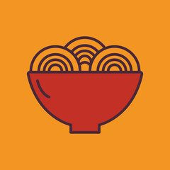 Ramen noodle Chinese and japan icon illustration. icon related to lunar new year. asian traditional. Two tone icon style. Simple vector design editable