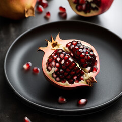 Wall Mural - pomegranate on a plate in luxurious cozy setting