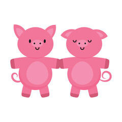 Canvas Print - cute piggy couple