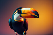Portrait Of A Tropical Toucan Bird. Generitive Ai