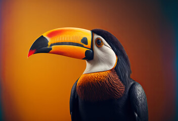 Wall Mural - Portrait of a tropical toucan bird. Generitive ai