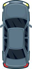 Sticker - Gray sedan top view. Cartoon car icon