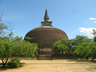 Domed brick temple with spire, Polonnaruwa, Sri Lanka, 2008.