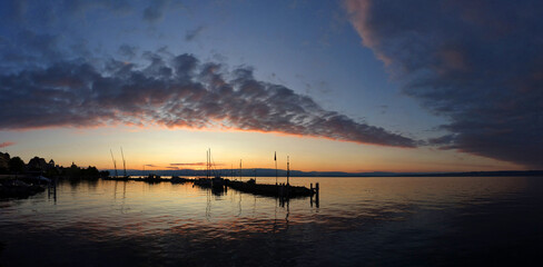 Poster - Abend am Genfer See bei Evian-les-Bains