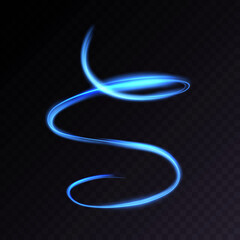 Wall Mural - flickering blue neon light swirl effect. curve line light effect for web design, gaming industry sce