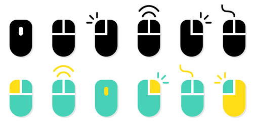 Poster - Set of computer mouse icons. Clicking computer mouse