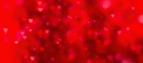 Wall Mural - valentines day background banner - abstract panorama background with red hearts - concept love