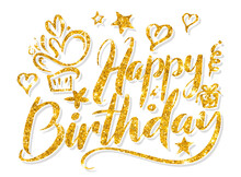 Happy Birthday Png, Happy Birthday Typography Png Design, Happy Birthday Lettering Png, Happy Birthday Golden Colour Design Png
