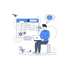 Sticker - An illustration of web testing outline vector 