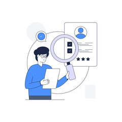 Canvas Print - data analyst man in outline illustration design