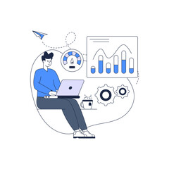 Canvas Print - data analyst man in outline illustration design