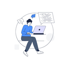 Wall Mural - outline editable illustration of programmer