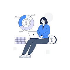 Sticker - A financial data outline illustration design 