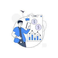 Canvas Print - data analyst man in outline illustration design