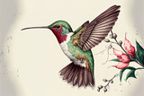 Fototapeta Sypialnia - Cute hummingbird illustration