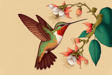 Hummingbird Fly Detail Illustration