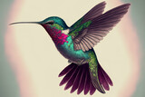 hand drawing of colorful hummingbird
