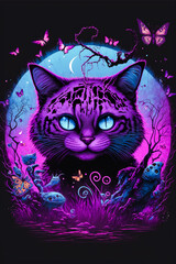 Naklejka na meble enchanted violet forest cat