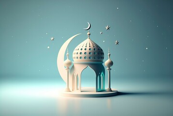 illustration of ramadan background with mosque and star moon ornament