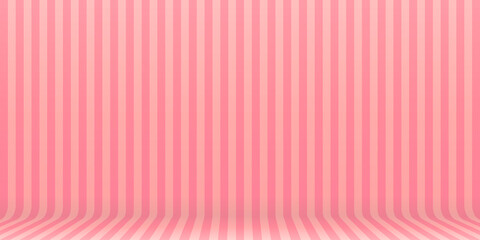 Wall Mural - Pink Stripes Background Empty Room Interior Studio Blank Product Display Template Vector Illustration