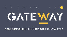 GATEWAY, Vector Sans Serif Urban Stencil Rounded Letter Set, Cropped Alphabet