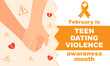 banner plantilla febrero es el mes de concientización sobre la violencia en las citas entre adolescentes, violencia en el noviazgo 