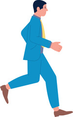 Wall Mural - Businessman hurrying for work. Deadline concept. Man running