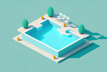 Swimming Pool With An Isometric Shape And Clean Water. Summertime Poolside Holiday. Vivid Representation Of Summertime Enjoyment. Generative AI
