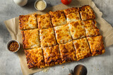 Fototapeta Kawa jest smaczna - Homemade Grandma Cheese Pizza Pie