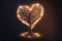  A Heart Shaped Tree With Lights In The Shape Of A Heart On A Dark Background With Stars In The Form Of A Tree With Lights In The Shape Of A Heart On The Trunk Of A.
