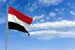 Arab Republic of Egypt Flag Over Blue Sky Background. 3D Illustration