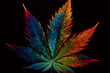 Cannabis colourful psychedelic leaf. Generative ai