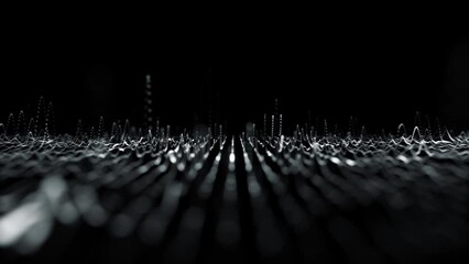 Wall Mural - Abstract digital technology music equalizer detailed wavy lines on clean black background. Seamless looping.