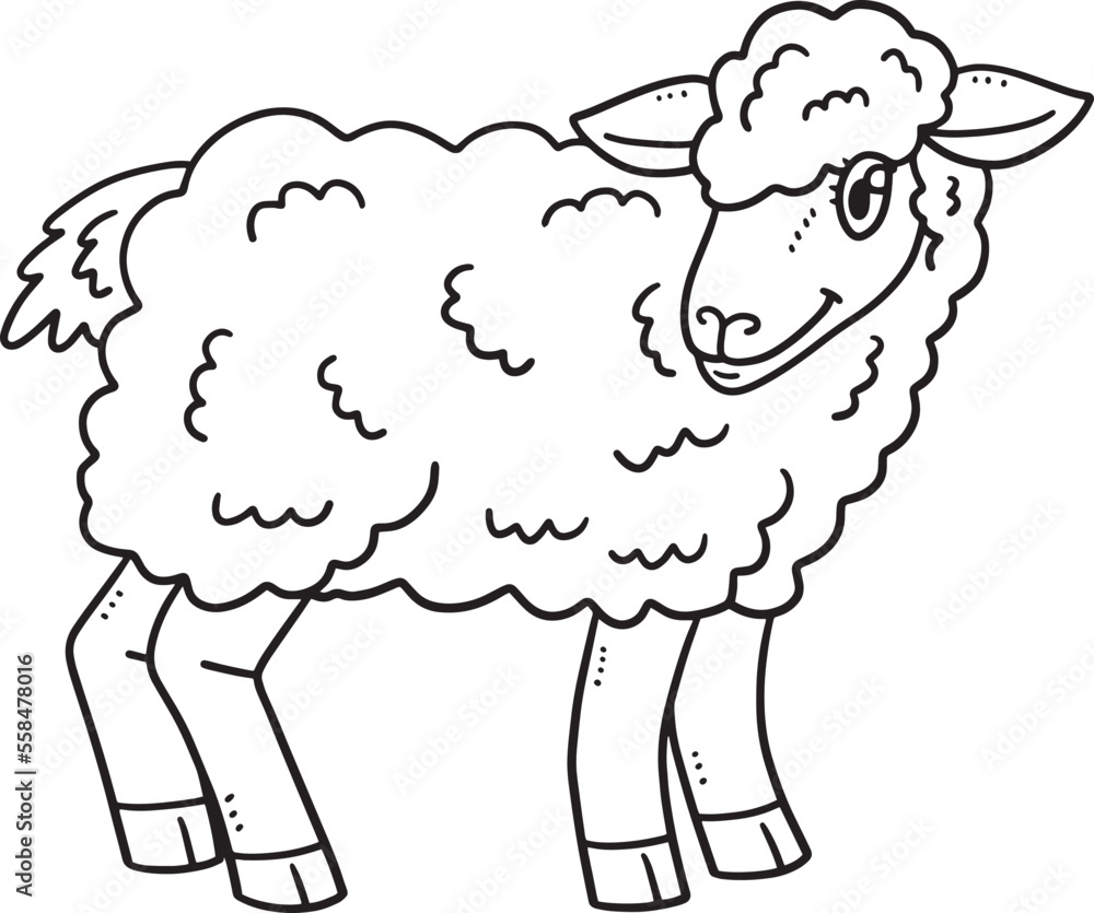Baby Sheep Isolated Coloring Page for Kids Stock Vector | Adobe Stock