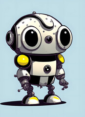 Wall Mural - little funny kind robot.freehand drawing
