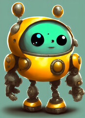 Wall Mural - little funny kind robot.freehand drawing