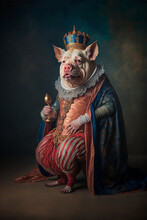 Portrait Of Royal Pig In Full Suit
