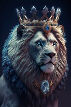 Lion With Crown And Jewel Digital Art