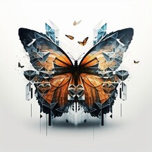 Fractal Butterfly Logo - Generative AI
