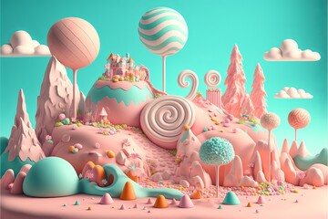 Wall Mural - Delicious Candy Land. Generative AI	