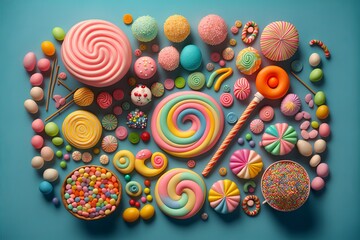 Wall Mural - Delicious Candy Land. Generative AI	