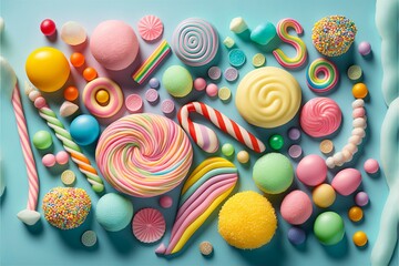 Wall Mural - Delicious Candy Land. Generative AI	