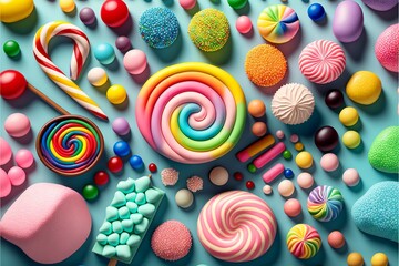 Wall Mural - Delicious Candy Land. Generative AI	