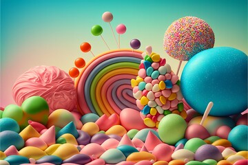 Wall Mural - Delicious Candy Land. Generative AI	