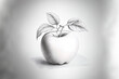 hand drawn using an Apple pencil. An apple sketched in lead pencil. natural fruit picture that is healthy and nutritious. menu graphics. Generative AI
