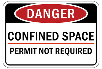 Sticker - Confined space sign and labels permit not required