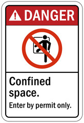 Wall Mural - Confined space sign and labels enter by permit only