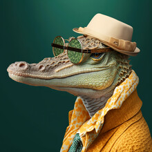 A Alligator Is Not A Fashion Accessory, Alligator Portrait, Generative Ai