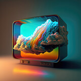 tv screen. with colorful abstraction. sketch art for artist creativity and inspiration. generative AI